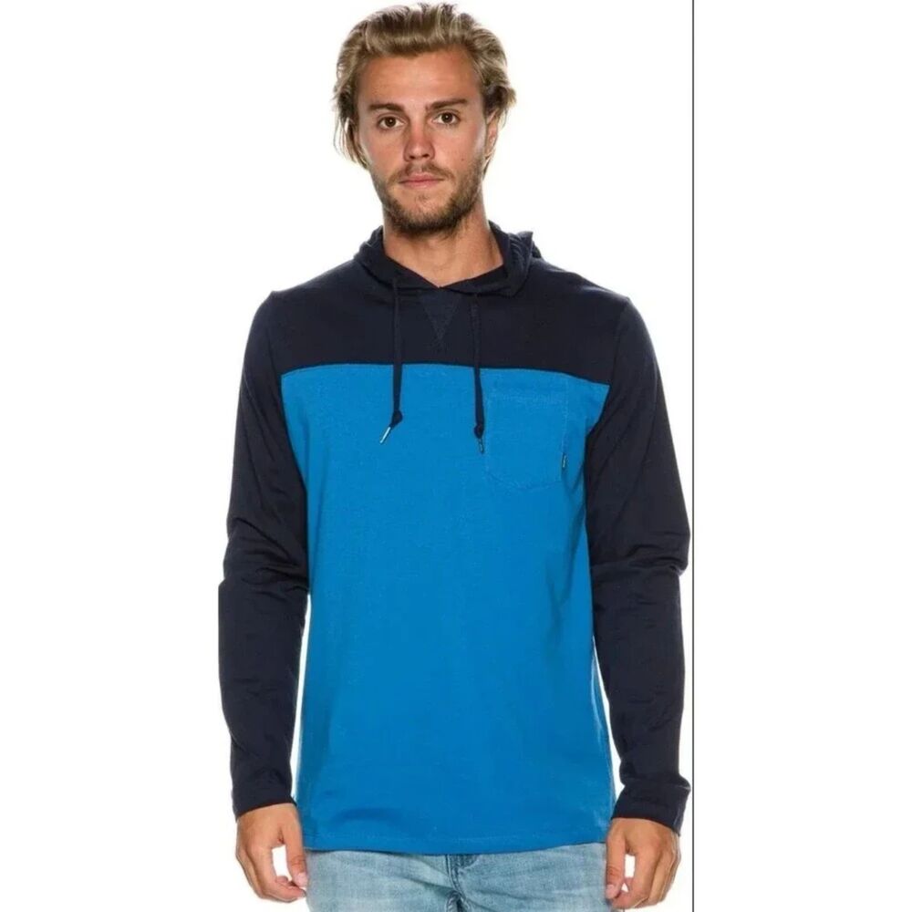 Men’s Billabong Blocked Up Pullover Hoody Royal Blue Medium Chest Pocket Cotton
